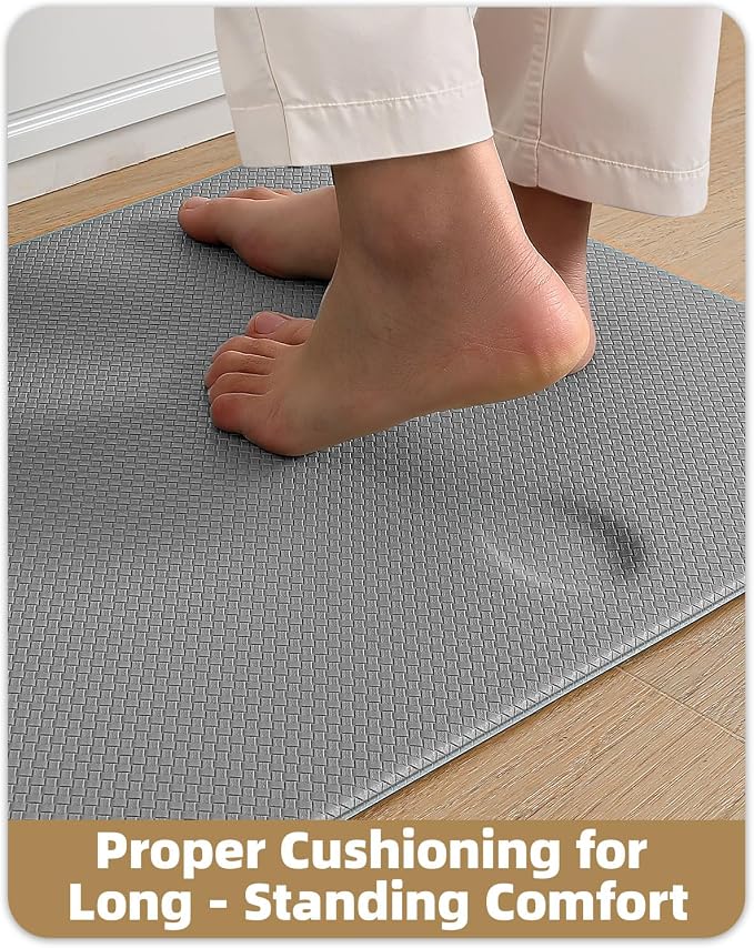 Color&Geometry Anti Fatigue Cushion Kitchen Mat for Floor -17"x59",Easy Clean, Water & Oil Proof, Anti Slip, Foam Rubber Runner Rug for Front Sink Comfort Standing,Grey