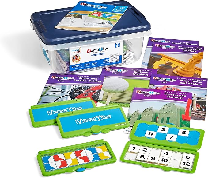 hand2mind VersaTiles Math Classroom Set, an Independent Self-Checking & Skill Practicing System (Grade 6), Aligned to State and National Standards