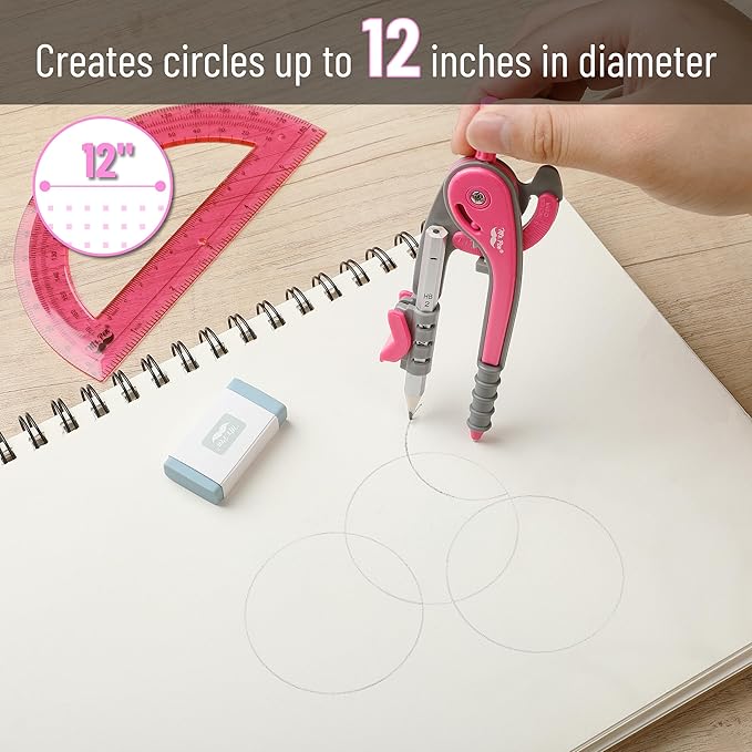 Mr. Pen- Geometry Compass and Protractor Set, 12 Sets, 6 Inch Compass, 6 Inch Protractor, Bulk Drawing Tool for School, Clear Plastic, Easy Grip, Precision Design for Math, Art, Drafting, Architecture