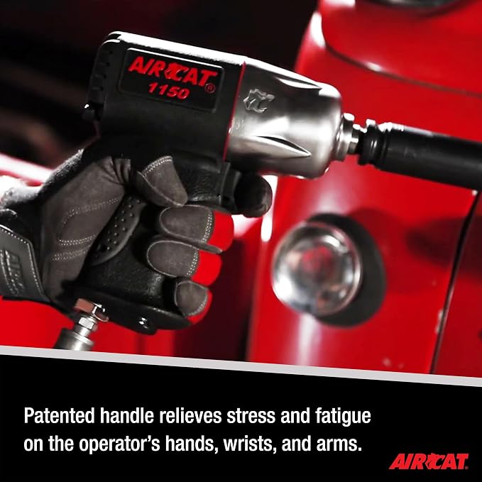 AIRCAT 1150 1/2" Composite Impact Wrench, 900 ft-lb Max Torque | Powerful Automotive Impact Wrench, Twin Hammer Mechanism, Quiet Operation, 295 ft-lb Loosening Torque, 89 dBA, Ergonomic Grip