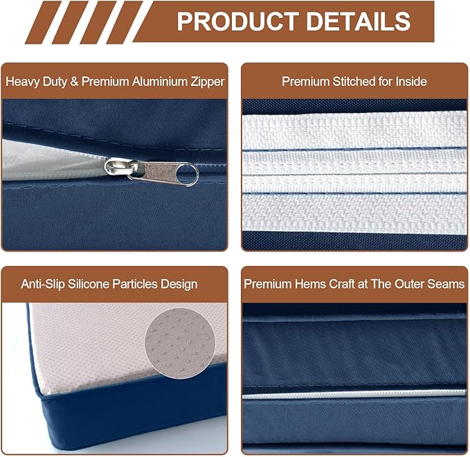 14 Piece Outdoor Patio Cushion Covers Replacement, Waterproof Outdoor Furniture Cushion Covers, Fit 7 Pcs 6 Seater Wicker Rattan Patio Conversation Sofa Set,Sky Blue,25.6x25.6