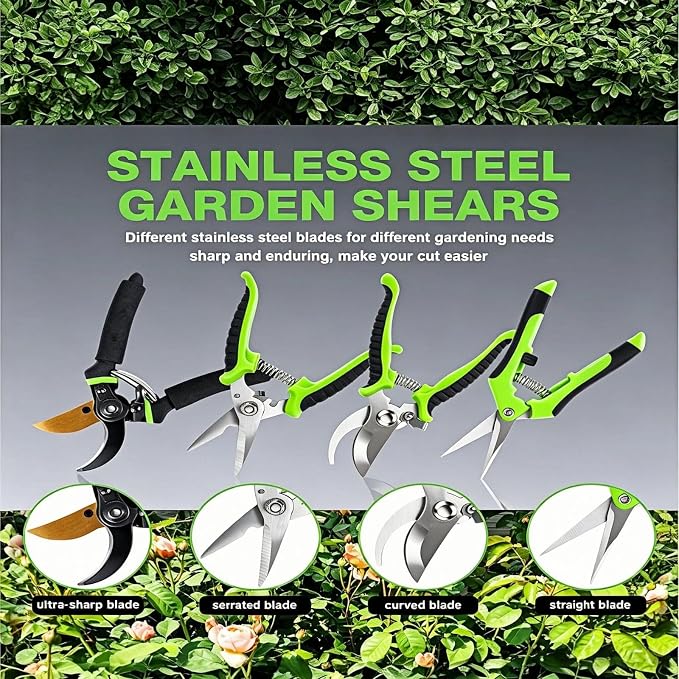 4-Pack Bypass Pruning Shears, Titanium Steel Blade,With Gardening Gloves,Shears Stainless, Ergonomic Hand Pruning Shears for Trees, Plants (Shears Gardening Tool Kit)