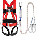 TT TRSMIMA Safety Harness Fall Protection Kit: Roofing Harness for Work | Men Construction Climbing Fall Arrest Safety Harnesses with Shock Absorbing Lanyard Rebar Hook Waist Pad