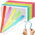 Fumete 600 Pack 12 Inch Plastic Rulers Bulk for Classroom Supplies Flexible Transparent Assorted Color Ruler with Centimeters and Inches for Office Teacher Student