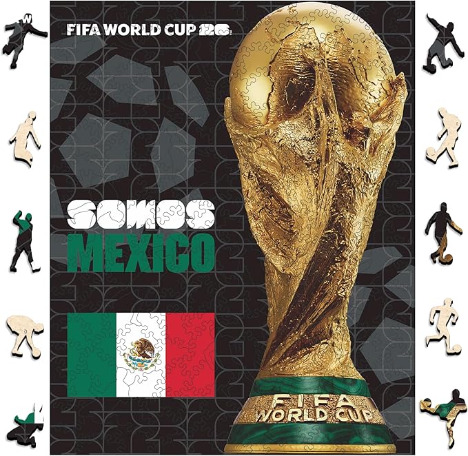 FIFA Mexico Poster Wooden Puzzle for Adult, 200 Pieces Irregular Shape Puzzle, 5MM Thick,Creative Collectible Gift for Fans, Officially Licensed Product, 9.3 x 12