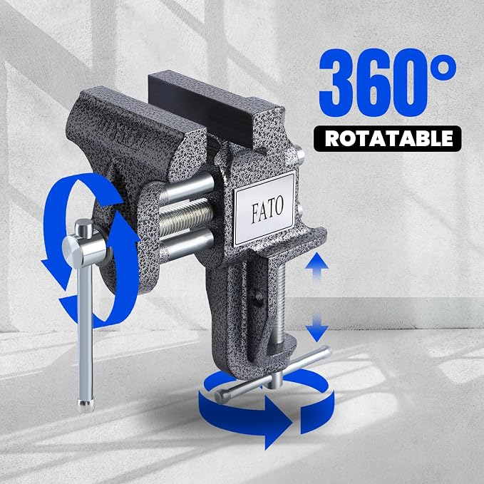 FATO 3” 360° Clamp-On Table Vise, 800LB Clamping Force