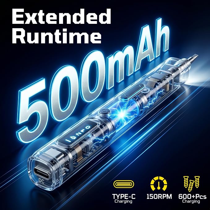 Mini Electric Screwdriver Set 3.7V, 62 in 1 Precision Screwdriver Set, Cordless Screwdriver Rechargeable with 60 Bits, Power Repair Tool Kit for rc Car, Phone, Camera, Laptop