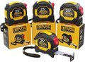 LEXIVON [4-Pack] 25Ft/7.5m Tape Measure, DuaLock & AutoLock | 1-Inch Wide Blade with Nylon Coating, Matte Finish White & Yellow Dual Sided Rule Print | Ft/Inch/Fractions/Metric (LX-204X2)