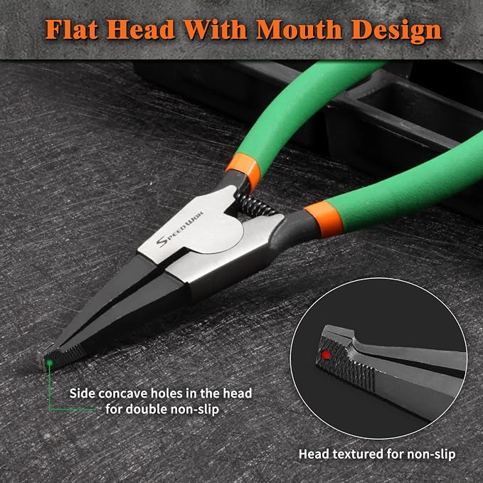 SPEEDWOX Special Angle Tip Lock Ring Pliers 8-Inch Retaining Rings Pliers for Removing Installing Gearshift Locking Rings Spring Loaded Snap Ring Pliers for Removing Installing Locking Rings