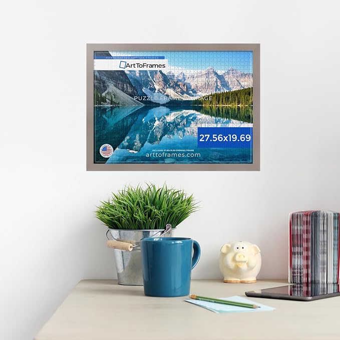 ArtToFrames Puzzle Frame for Buffalo Games 1000 Piece Jigsaw Puzzles, 27.56x19.69 Inch (70x50 cm), Latte Engineered Wood with Economy Acrylic, Ready to Hang Puzzle Display