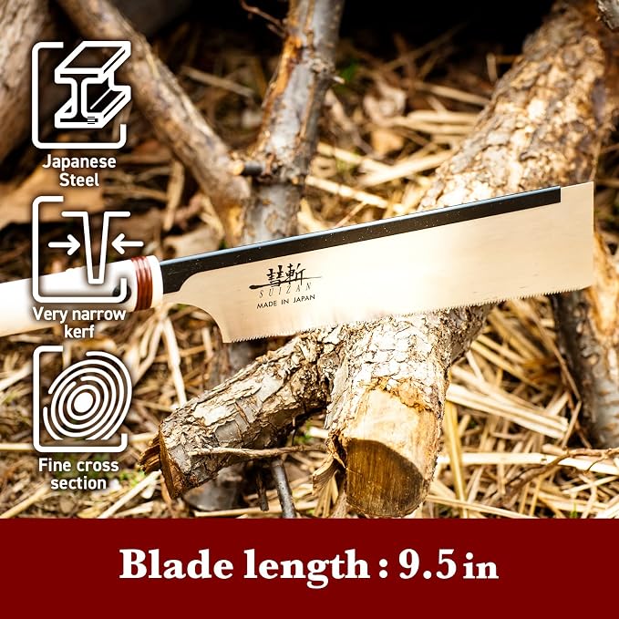 SUIZAN Dozuki Dovetail Saw 9.5" Cross Cut - Japanese Pullsaw Hand Saws | Professional Pull Saw for Woodworking Joinery Tenon Furniture Making DIY Tools Fine Wood Cut Sharp Replaceable Blade