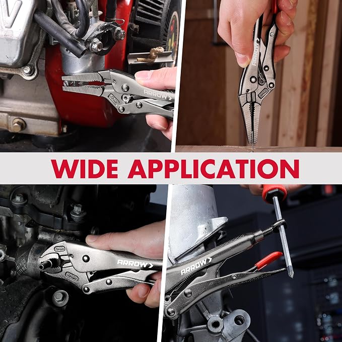 ARROW 3PCS Locking Pliers Set with Long Nose and Curved Jaw