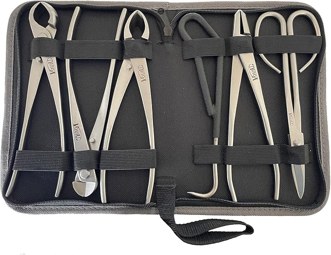 vouiu 6-Piece Bonsai Tool Set,Concave Cutter,Knob Cutter,Jin Pliers,Wire Cutter,Bonsai Scissors, Root Hook