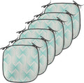 Lunarable Aquamarine Chair Seating Cushion Set of 6, Retro Nostalgic Pattern with Geometry Inspired Motif and Dotted Lines, Anti-Slip Seat Padding for Kitchen & Patio, 16"x16", Turquoise Eggshell