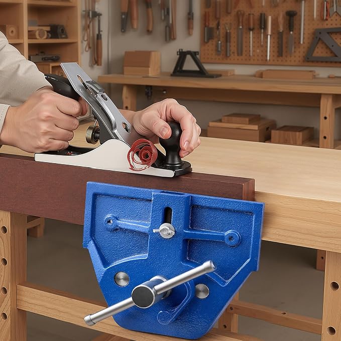 VEVOR Woodworking Vise, 9 Inch Jaw Width, Quick Release Wood Bench Vise, 10.2 Inch Max Jaw Opening, Heavy-duty Cast Iron Construction, Adjustable Front Stop, Workbench Vice, for Woodworking Drilling