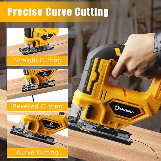 Cordless Jig Saw Compatible with Dewalt 20V Max Battery, Jigsaw For 3 Orbital Settings, 3200RPM, 0-45° Bevel Cuts, Jigsaw Tool with LED Light (Battery Not Included)