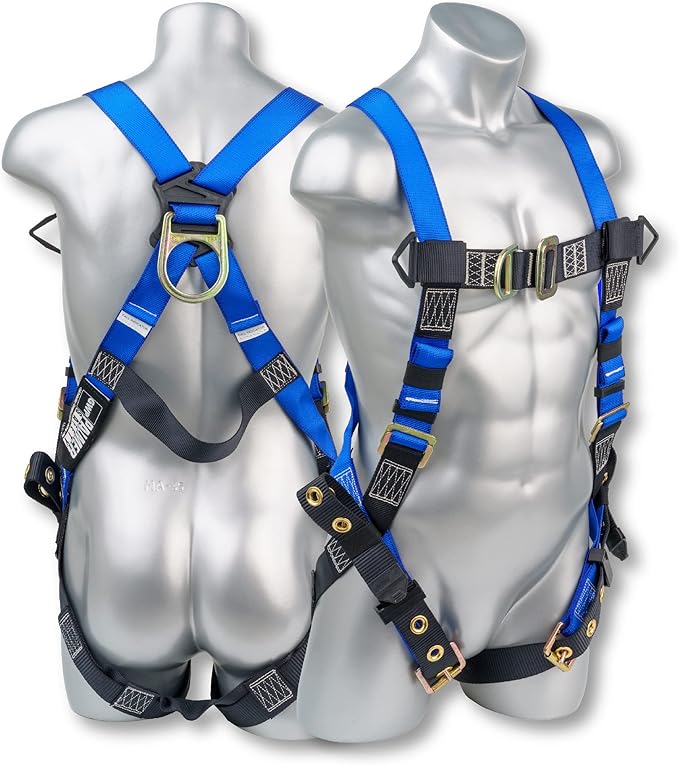 Construction Harness 5 Point Adjustment, Back D-Ring, Grommet Legs, Multiple Styles I OSHA ANSI Compliant