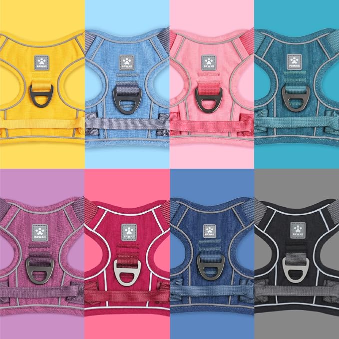 Pawaii No Pull Dog Harness with Pet ID Tag, Reflective Vest | Built for safer walks with a QR Pet ID Tag, front no pull clip, reflective trim, control handle and breathable mesh lining