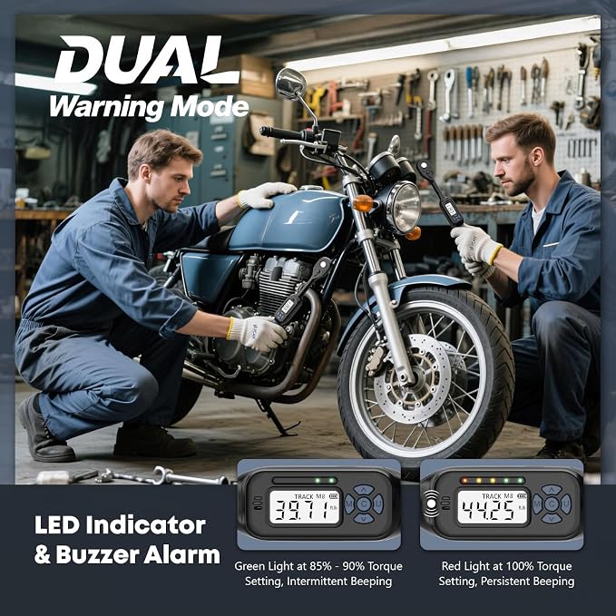 3/8 Torque Wrench Digital (2.21-44.25 Ft. Lb) ±1% High accuracy Digital Inch Pound Torque Wrench 3/8 Drive with Buzzer and Colorful LED Indicator &Track Mode for Moto Auto Car