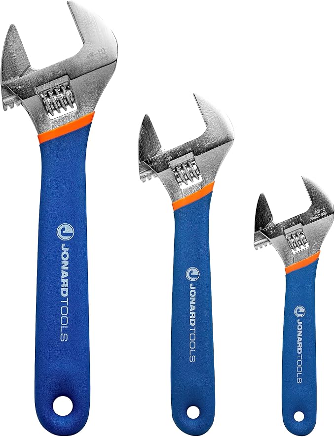 Jonard Tools AW-6810 Adjustable Wrench Extra Wide Jaw Kit With 6", 8", & 10" Wrenches
