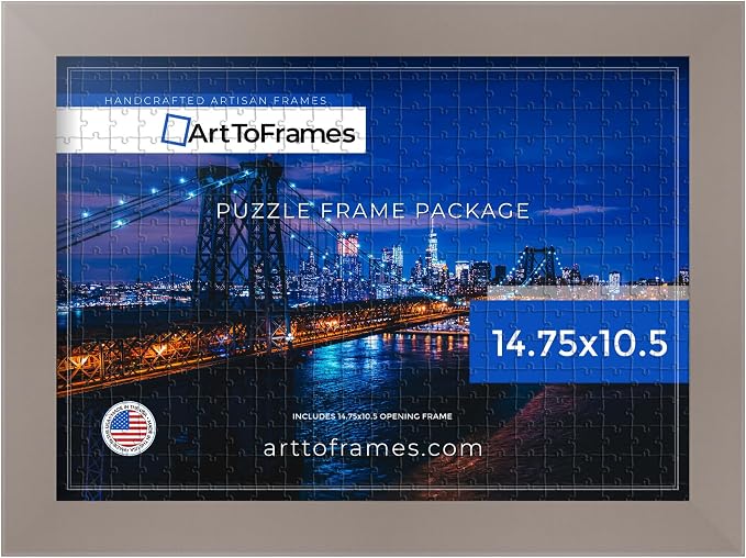 ArtToFrames Puzzle Frame for Buffalo Games 48, 72, 100 Piece Jigsaw Puzzles, 14.75x10.5 Inch (37x27 cm), Latte Engineered Wood with Regular Glass, Ready to Hang Puzzle Display