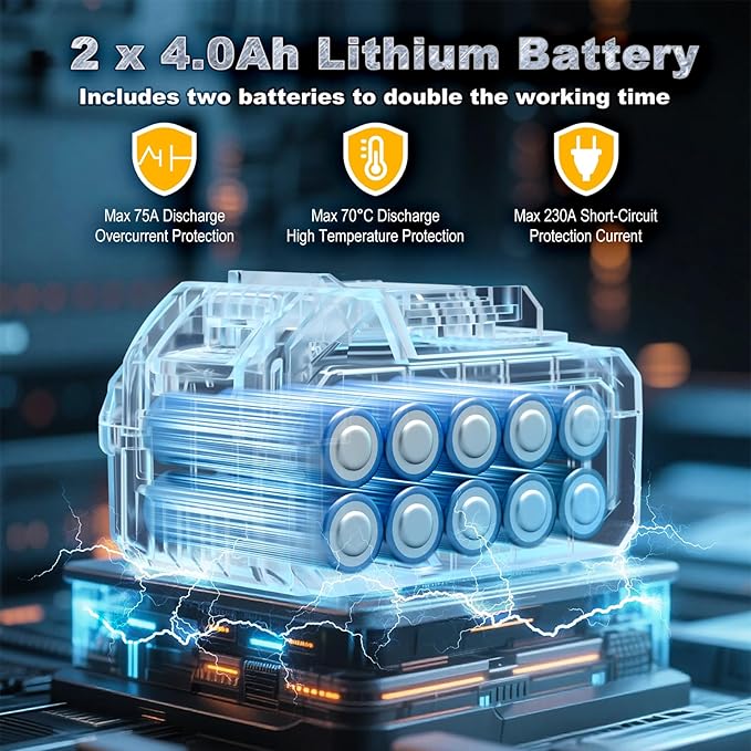 Cordless Impact Driver 2655In-lbs(300N·m) - 21V 1/4" Hex Chuck Brushless Hand Impact Driver With 2 x 4.0Ah Battery & Charger & 14 x Sockets Set & 10 x Screwdriver Bits for Home Projects & DIY