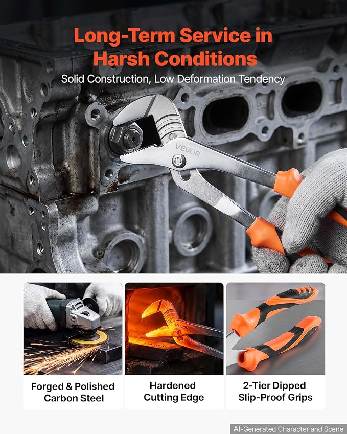 VEVOR Pliers Set 20-Piece Utility Set Polished Carbon Steel Jaw Hand Tools | For DIY & Home Use, Long Nose, Locking, Diagonal, Groove Joint, Snap Ring, Slip Joint Pliers, with 2-Pack Organizer Rack