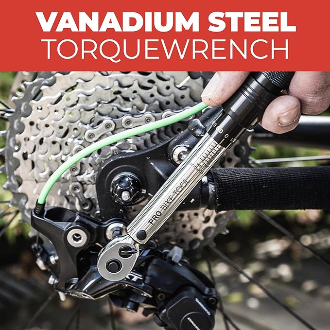 PRO BIKE TOOL 1/4 Inch Drive Click Torque Wrench Set - Precise 2 to 20 Nm Bike Tool Kit for Road and Mountain Bikes - Includes 1/4 Torque Wrench, Allen, Torx Bits, Extension Bar and Storage Box | 20-150 in-lb, Allen & Torx Bits, Extension Bar, Protecti...