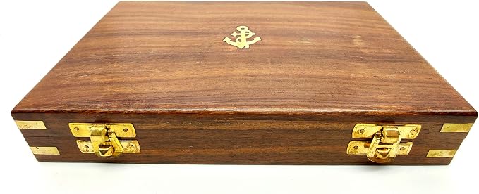 Proportional Divider Set of 5, Full Brass dividers with Executive Wooden Box, Single Handed 8" Brass Navigational Dividers Compass Set for Maritime, Naval, Geometry and Drafting