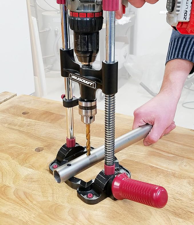 Milescraft 1318 DrillMate Portable Drillling Guide – Precision Drilling Jig Attachment for Drilling Angled or Straight Holes, Adjustable Drill Guide Attachment, Portable Drill Press with 3/8” Chuck