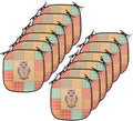 Lunarable Owls Chair Cushion Pads Set 12, Owl on Spotted Striped Patchwork Background Vintage Crafting Design Art, Anti-Slip Seat Padding for Kitchen & Patio, 16"x16", Orange Mint Green Mauve