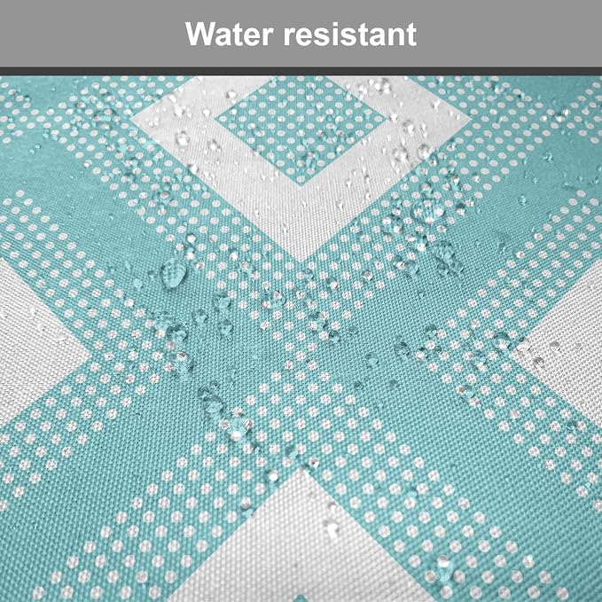 Lunarable Geometric Chair Seating Cushion Set of 12, Nested Diagonal Squares with Tiny Polka Dots Symmetric Repetition, Anti-Slip Seat Padding for Kitchen & Patio, 16"x16", White and Pale Teal
