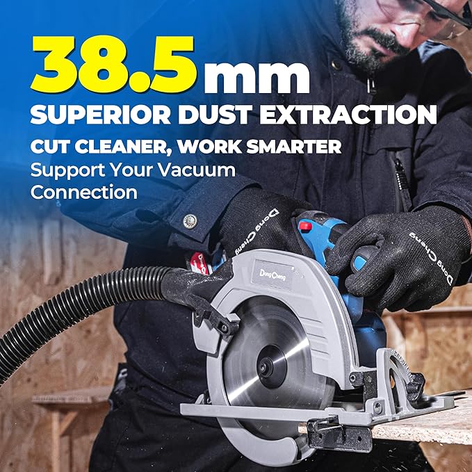 Dong Cheng 20V MAX 7-1/4'' Brushless Cordless Circular Saw Kit, 0-45 Degree Bevel Capability, with Dust Collection Adaptor, 24T and 40T TCT Blade Included, 4.0Ah Battery and Charger Kit