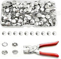 200 Sets Metal Snap Buttons with Fastener Pliers Press Tool Kit, Silver Solid Sewing Snaps for Fabric,Prong Snap Button Kits for DIY Crafting Clothing Sewing (9.5mm / 800 PCS)