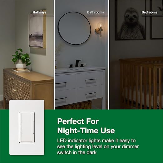Lutron Maestro LED+ Dimmer Switch for Dimmable LED, Halogen and Incandescent Bulbs, 150W/Single-Pole or Multi-Location, MACL-153M-WH, White (6-Pack)