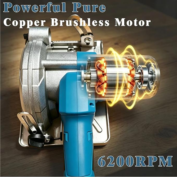Cordless Circular Saw for Makita 18V Battery (No Battery), Power Wood Saw with Brushless Motor, 0-45° Cutting Bevel, Max Cutting Depth 1.6"(90°), 1.28"(45°),Idea for Wood,Plastic, Soft Metal-5 Inch