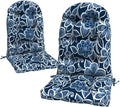 LVTXIII Outdoor Adirondack Chair Cushions, 44x19x4 Inch Non-Slip High Back Rocking Chair Cushion, Tufted Seat Cushion for Patio Furniture, Set of 2, Flower Navy