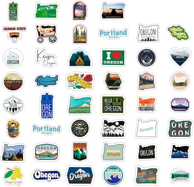 BulbaCraft Oregon Stickers and Decals for Water Bottles & Laptop, Scrapbook - Oregon Gifts and Souvenirs Laptop Decals, Gifts for Women & Men