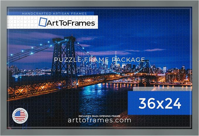 ArtToFrames Puzzle Frame for Buffalo Games 50 Piece Jigsaw Puzzles, 36x24 Inch (91x61 cm), Granite Engineered Wood with Economy Acrylic, Ready to Hang Puzzle Display