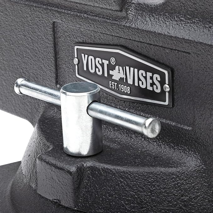 Yost HD550-C Heavy Duty 5-1/2 Inch Mechanics Work Bench Vise | Heavy Duty Woodworking & Metal Work Table with Secure Grip Swivel Base | 60,000 PSI Casting Iron Material with Extra-large Anvil Surface