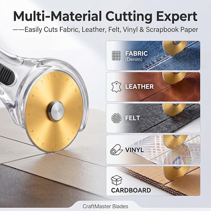 ElaraBerry Titanium Coated 100 Pack 45mm Rotary Cutter Blades Replacement Patchwork Tool for Fabric Paper Craft Quilting Scrapbooking Sewing