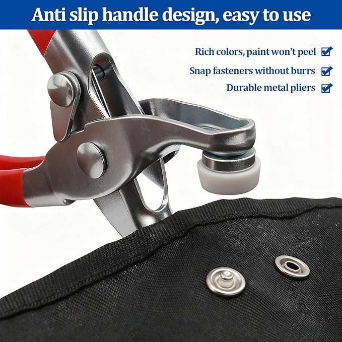 100 Sets Snaps Button Kit,Metal Snap Buttons with Fastener Pliers and Snap on Button Kit,Press Tool Kit Perfect for DIY Clothing and Crafts(Chrome,9.5mm)