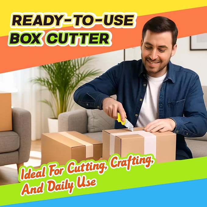 JETMORE 20 Pack Folding Utility Knife, Utility Knives with 20 Pcs Extra Blades, Paper Cutter, Folding Box Cutter Utility Knife Razor Blade Knife, Heavy Duty Box Cutter for Warehouse & Home Use