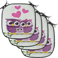 Lunarable Owls Chair Cushion Pads Set of 4, Animal Couple Owl Sitting on a Branch Family Portrait Cartoon Art, Anti-Slip Seat Padding for Kitchen & Patio, 16"x16", Purple Yellow Pink