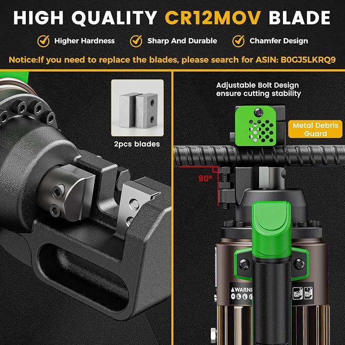 Anbull 1300W Electric Hydraulic Rebar Cutter, Cutting up to 3/4 Inch 4-20mm #6 Rebar, with Replaceable Jaw Blades, Cutting Speed 2.5-3S (1300W EC-20)