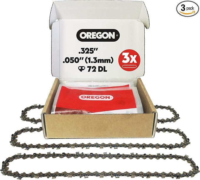 Oregon Chainsaw Chain for 18" Bar, .325" Pitch, .050" Gauge, 72 Drive Links | 3-Pack, Narrow-Kerf, Replacement Saw Chain, Fits Husqvarna, Jonsered, Makita, Dolmar, Poulan and More