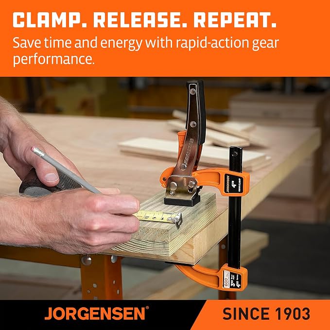 Jorgensen 4-Inch Bar Clamp Set, Ratcheting Bar Clamps, 2 Pack