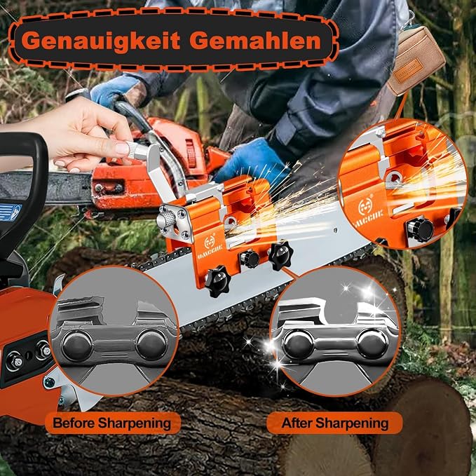 Chainsaw Sharpener Jig,10 Tungsten Bits & Çarry Bag for 4-22" Chains | Universal Portable Manual Hand Çank Chain Saw Blade Sharpener Tool Kit Accessories for Sharpening