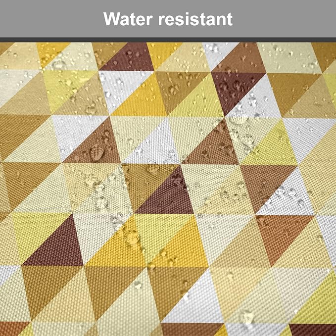 Lunarable Geometric Chair Cushion Pads Set of 4, Triangle Pattern Happy Autumn Color Style Design, Anti-Slip Seat Padding for Kitchen & Patio, 16"x16", Earth Yellow Sepia