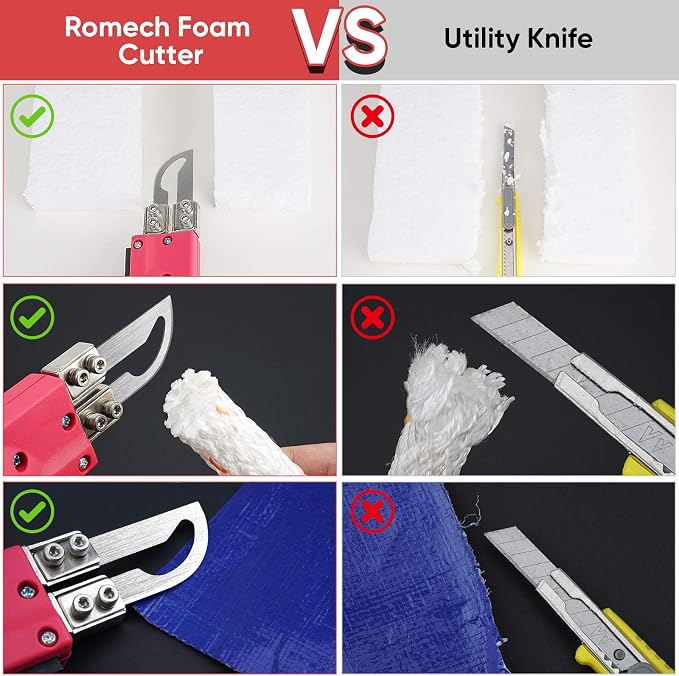 ROMECH Hot Knife Foam Cutter, 120W Electric Foam Cutting Tool Kit with Blades & Heavy-Duty Case for EPS, XPS, EVA, EPP RM-008 (120W)